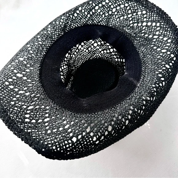 Black Western Cowboy Hat with Pink Beads - Picture 7 of 8